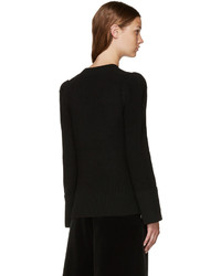 schwarzer Pullover mit einem V-Ausschnitt von Sacai