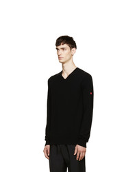 schwarzer Pullover mit einem V-Ausschnitt von Comme Des Garcons Play