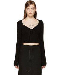 schwarzer Pullover mit einem V-Ausschnitt von Calvin Klein Collection