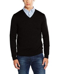 schwarzer Pullover mit einem V-Ausschnitt von Calvin Klein