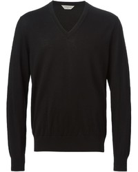 schwarzer Pullover mit einem V-Ausschnitt von Cerruti
