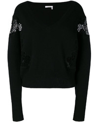 schwarzer Pullover mit einem V-Ausschnitt von Chloé