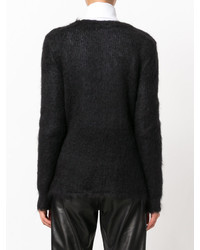 schwarzer Pullover mit einem V-Ausschnitt von Saint Laurent