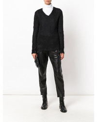 schwarzer Pullover mit einem V-Ausschnitt von Saint Laurent
