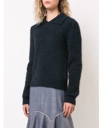 schwarzer Pullover mit einem V-Ausschnitt von Ganni