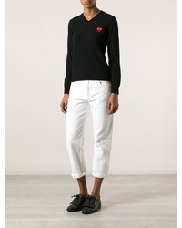 schwarzer Pullover mit einem V-Ausschnitt von Comme des Garcons