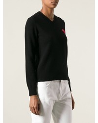 schwarzer Pullover mit einem V-Ausschnitt von Comme des Garcons