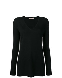 schwarzer Pullover mit einem V-Ausschnitt von D-Exterior
