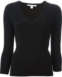 schwarzer Pullover mit einem V-Ausschnitt von Diane von Furstenberg