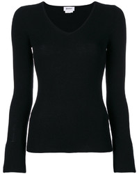 schwarzer Pullover mit einem V-Ausschnitt von DKNY