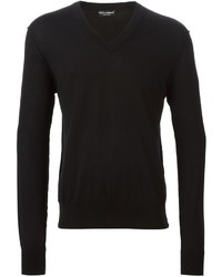 schwarzer Pullover mit einem V-Ausschnitt von Dolce & Gabbana