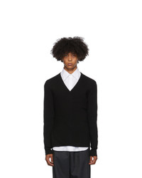 schwarzer Pullover mit einem V-Ausschnitt von Dries Van Noten