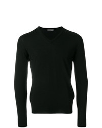 schwarzer Pullover mit einem V-Ausschnitt von Drumohr