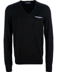 schwarzer Pullover mit einem V-Ausschnitt von DSquared