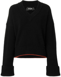 schwarzer Pullover mit einem V-Ausschnitt von Dsquared2