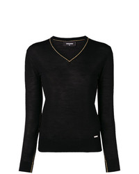 schwarzer Pullover mit einem V-Ausschnitt von Dsquared2