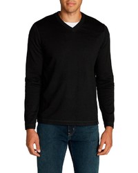schwarzer Pullover mit einem V-Ausschnitt von Eddie Bauer