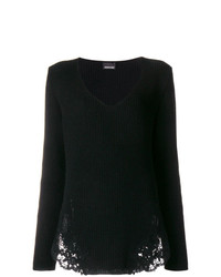 schwarzer Pullover mit einem V-Ausschnitt von Ermanno Scervino