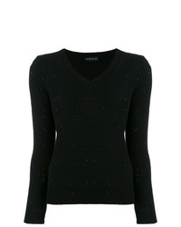 schwarzer Pullover mit einem V-Ausschnitt von Etro