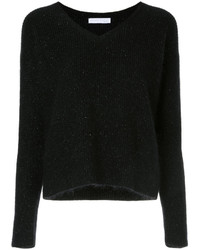 schwarzer Pullover mit einem V-Ausschnitt von Fabiana Filippi