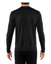 schwarzer Pullover mit einem V-Ausschnitt von Falke