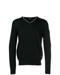 schwarzer Pullover mit einem V-Ausschnitt von Fay