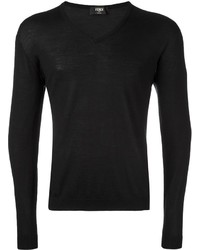 schwarzer Pullover mit einem V-Ausschnitt von Fendi