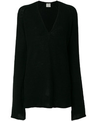 schwarzer Pullover mit einem V-Ausschnitt von Forte Forte