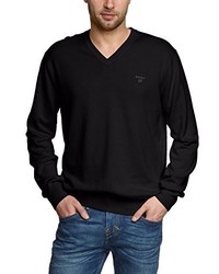 schwarzer Pullover mit einem V-Ausschnitt von Gant