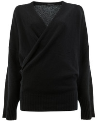 schwarzer Pullover mit einem V-Ausschnitt von Haider Ackermann