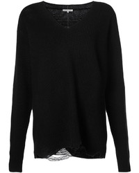 schwarzer Pullover mit einem V-Ausschnitt von Helmut Lang