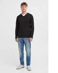 schwarzer Pullover mit einem V-Ausschnitt von INDICODE
