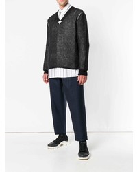 schwarzer Pullover mit einem V-Ausschnitt von Marni