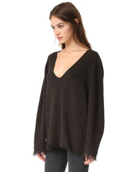 schwarzer Pullover mit einem V-Ausschnitt von Free People