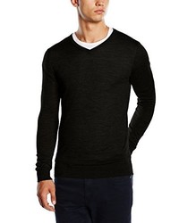 schwarzer Pullover mit einem V-Ausschnitt von JACK & JONES PREMIUM