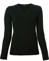 schwarzer Pullover mit einem V-Ausschnitt von Jil Sander