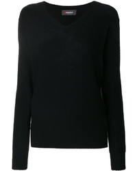 schwarzer Pullover mit einem V-Ausschnitt von Jo No Fui