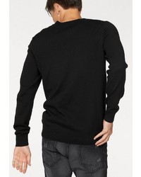 schwarzer Pullover mit einem V-Ausschnitt von John Devin