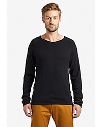 schwarzer Pullover mit einem V-Ausschnitt von khujo