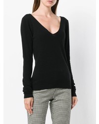 schwarzer Pullover mit einem V-Ausschnitt von Fine Edge