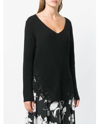 schwarzer Pullover mit einem V-Ausschnitt von Ermanno Scervino