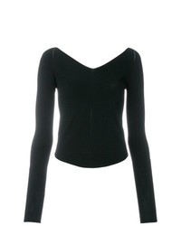 schwarzer Pullover mit einem V-Ausschnitt von Lemaire