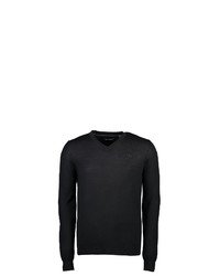 schwarzer Pullover mit einem V-Ausschnitt von LERROS