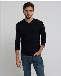 schwarzer Pullover mit einem V-Ausschnitt von Lexington