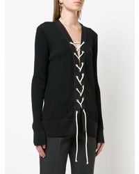 schwarzer Pullover mit einem V-Ausschnitt von Derek Lam