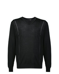 schwarzer Pullover mit einem V-Ausschnitt von Mackintosh 0002