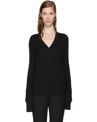 schwarzer Pullover mit einem V-Ausschnitt von Maison Margiela