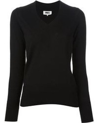 schwarzer Pullover mit einem V-Ausschnitt von Maison Martin Margiela
