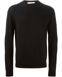 schwarzer Pullover mit einem V-Ausschnitt von Marni