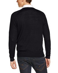 schwarzer Pullover mit einem V-Ausschnitt von Merc of London